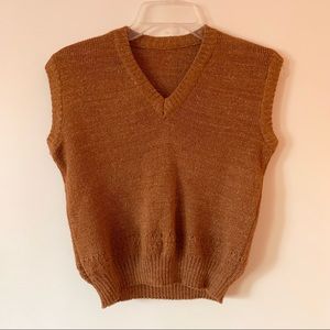 vintage brown v neck sweater vest